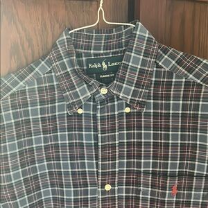 Ralph Lauren Blue and Red Casual Button Down Shirt